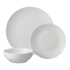 12-Piece White Stoneware Dinnerware Set – Glazed Finish, Service for 4, Dishwasher & Microwave Safe