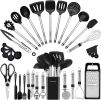 Kitchen Utensil Set-Silicone Cooking Utensils-33 Kitchen Gadgets & Spoons for Nonstick Cookware-Silicone and Stainless Steel Spatula Set-Best Kitchen