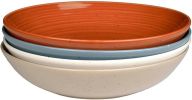 Sango Siterra Painter's Palette Stoneware Pasta Bowls (Set of 4) – Pasta & Serving Bowls, Earthy Reactive Glaze, Multi Assorted Colors