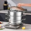 SOGA 3-Tier 30cm Heavy-Duty Stainless Steel Food Steamer – Stackable Vegetable Pot with Glass Lid, Multi-Layer Pan Insert for Healthy Cooking
