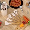 35 Silicone Cooking Utensils Set - 446°F Heat Resistant Silicone Kitchen Utensils for Cooking, Kitchen Utensil Spatula Set w Wooden Handles and Holder