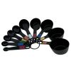 Professional 10 Piece Plastic Nesting Measuring Cup and Spoon Set Black