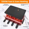 1300W Raclette Desktop Grill for 8People Non-Stick Reversible Electric Indoor Griddle with 8 Cheese Melt Pans Adjustable Temperature Dishwasher Safe K