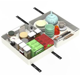 2Pcs Pull Out Cabinet Organizers Sliding Shelf Spice Rack Carbon Steel Roll Out Drawers Fixed with Adhesive Nano Film with Handle 55LBS Max Load (Option: 2PcsOrganizer 30CM)